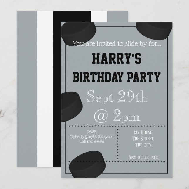 Invitation de la partie de hockey sur glace (Devant / Derrière)