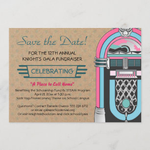 Invitation de la partie de juke-box Sock Hop