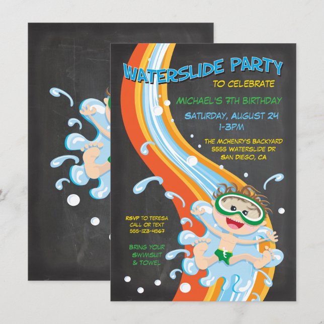 Invitation de la partie de la partie de la piscine (Devant / Derrière)