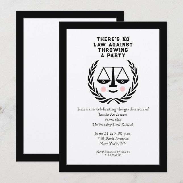 Invitation de la partie de l'école de droit (Devant / Derrière)