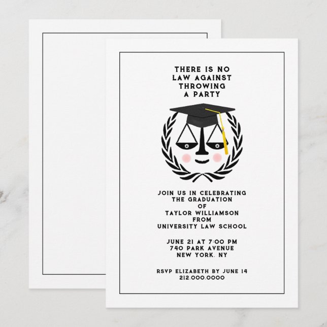 Invitation de la partie de l'école de droit (Devant / Derrière)