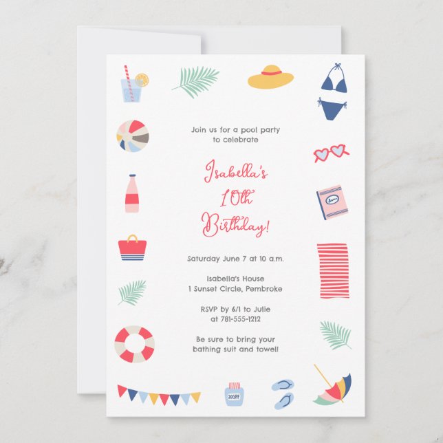 Invitation de la partie de pool (Devant)