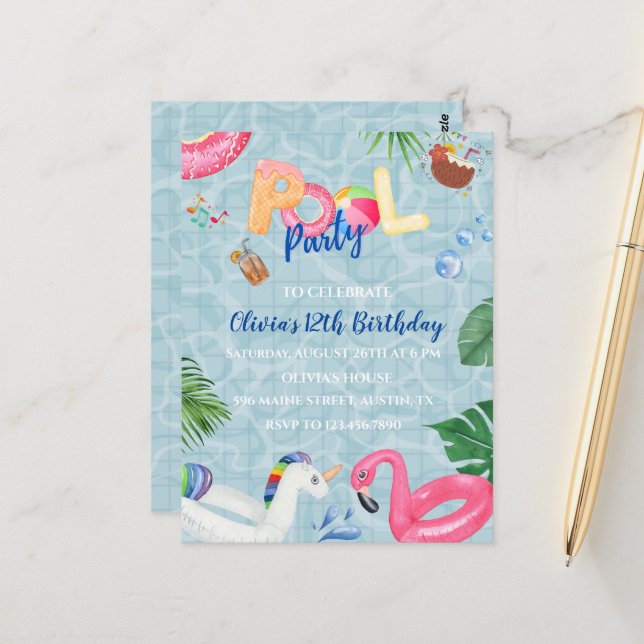 Invitation de la partie de pool (Devant/Arrière en situation)