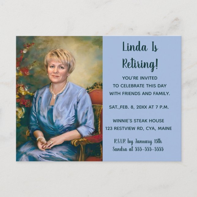 Invitation de la partie de retrait photo modifiabl (Devant)