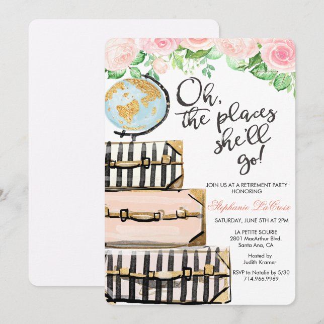 Invitation de la partie de retraite à thème Voyage (Devant / Derrière)
