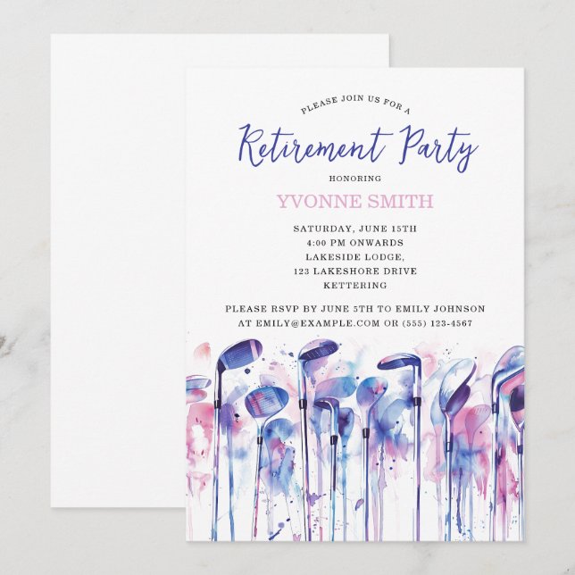 Invitation de la partie de retraite de golf pour f (Devant / Derrière)