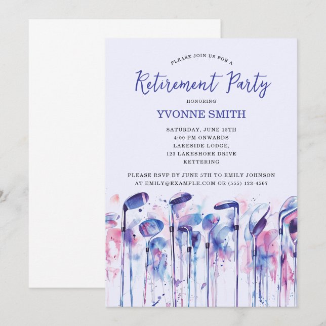 Invitation de la partie de retraite de golf pour f (Devant / Derrière)