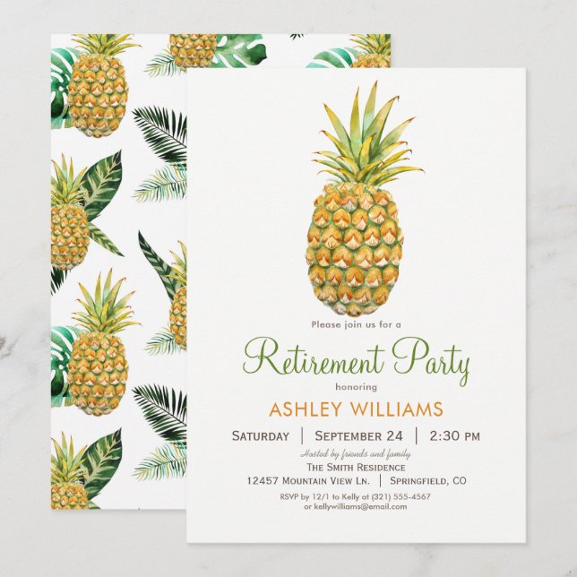 Invitation de la partie de retraite de l'ananas (Devant / Derrière)