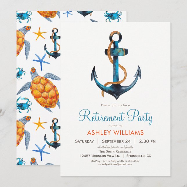 Invitation de la partie de retraite de l'Ancre nau (Devant / Derrière)