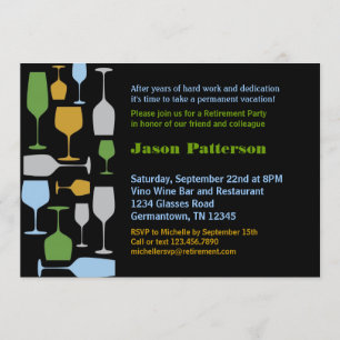 Invitation de la partie de retraite des verres à v