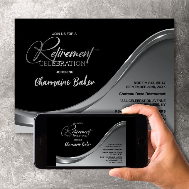 Invitation de la partie de retraite en argent noir (Créateur téléchargé)