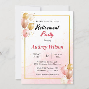 Invitation de la partie de retraite Or rose modern
