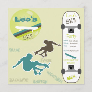 Invitation de la partie de skateboard Boys