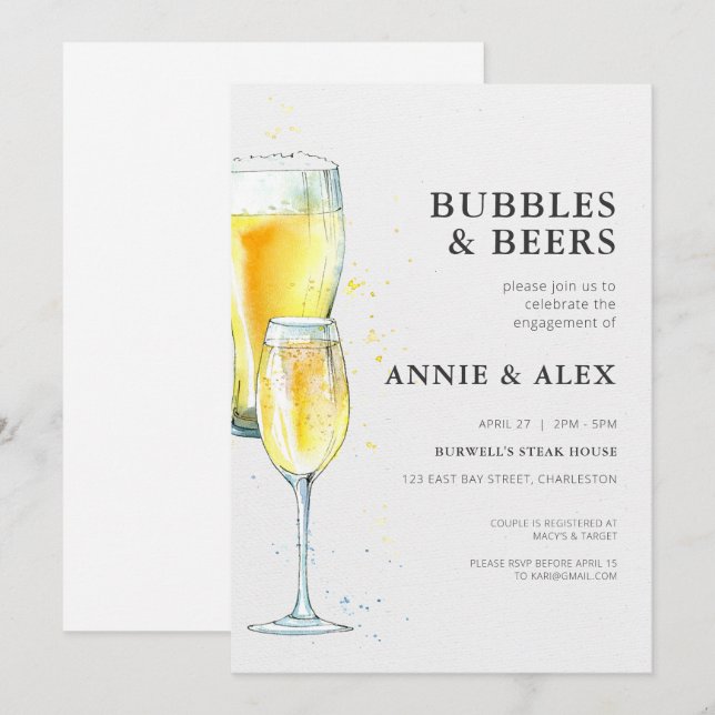 Invitation de la partie d'engagement - Bulles et b (Devant / Derrière)