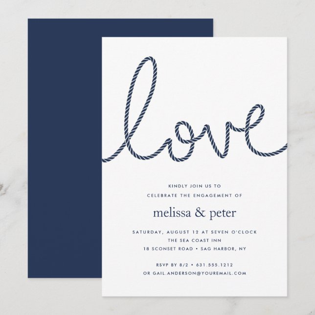 Invitation de la partie d'engagement d'amour noué (Devant / Derrière)