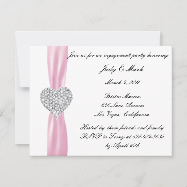 Invitation de la partie d'engagement Diamond Heart (Devant)