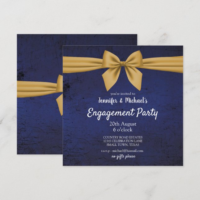 Invitation de la partie d'engagement en bleu foncé (Devant / Derrière)