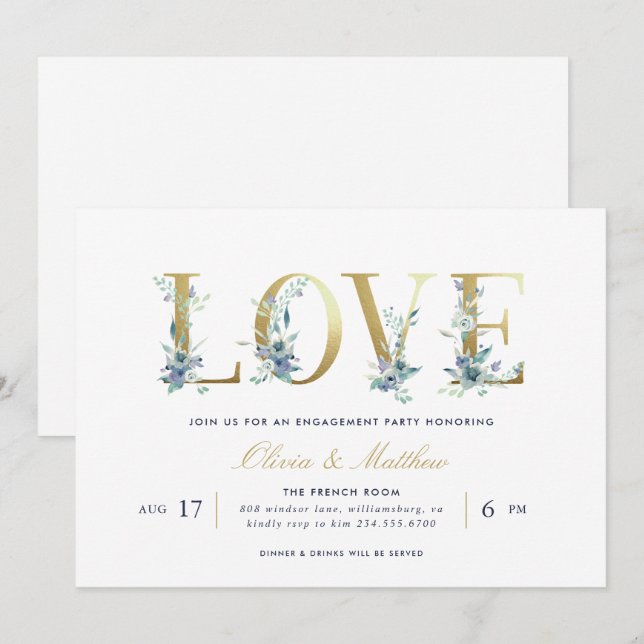 Invitation de la partie d'engagement florale de lu (Devant / Derrière)