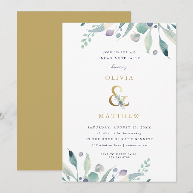 Invitation de la partie d'engagement florale de lu (Devant / Derrière)