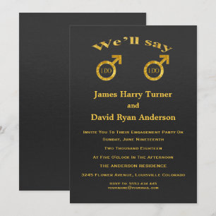 Invitation de la partie d'engagement Gold Foil Gay