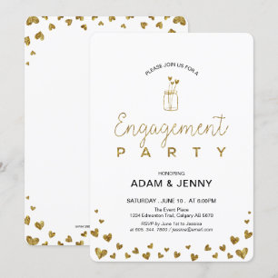 Invitation de la partie d'engagement Gold Heart