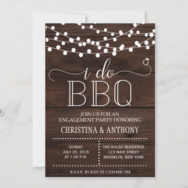 Invitation de la partie d'engagement I Do BBQ (Devant)