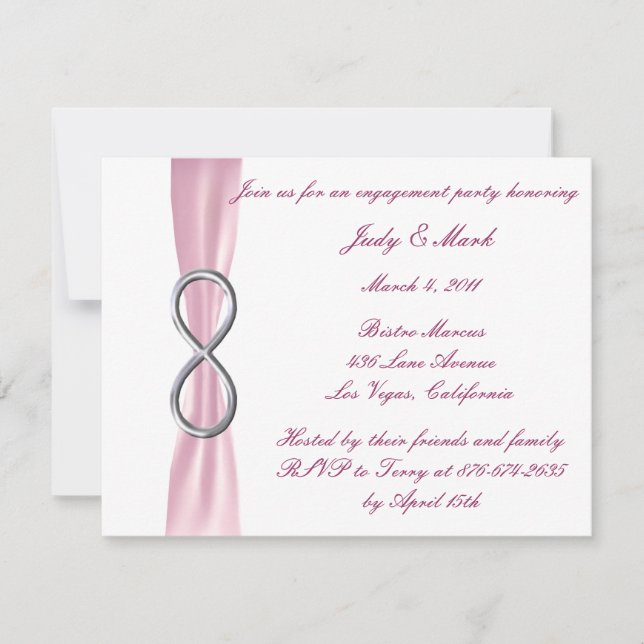 Invitation de la partie d'engagement Pink Infinity (Devant)