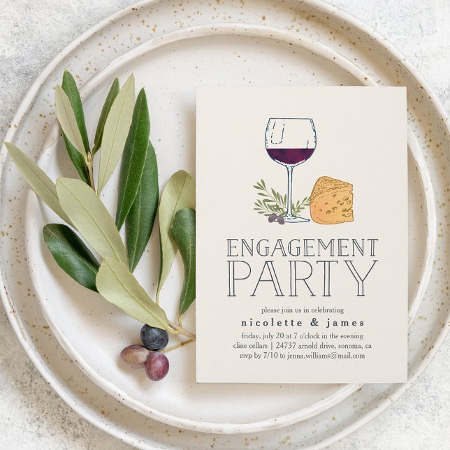 Invitation de la partie d'engagement pour le vin e (Créateur téléchargé)