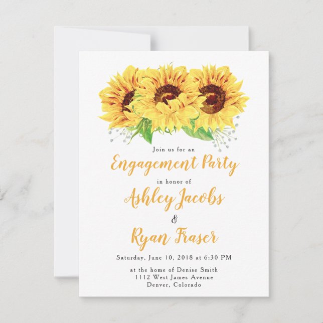 Invitation de la partie d'engagement Tournesol jau (Devant)