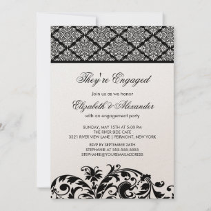 Invitation de la partie d'engagement Vintage Damas