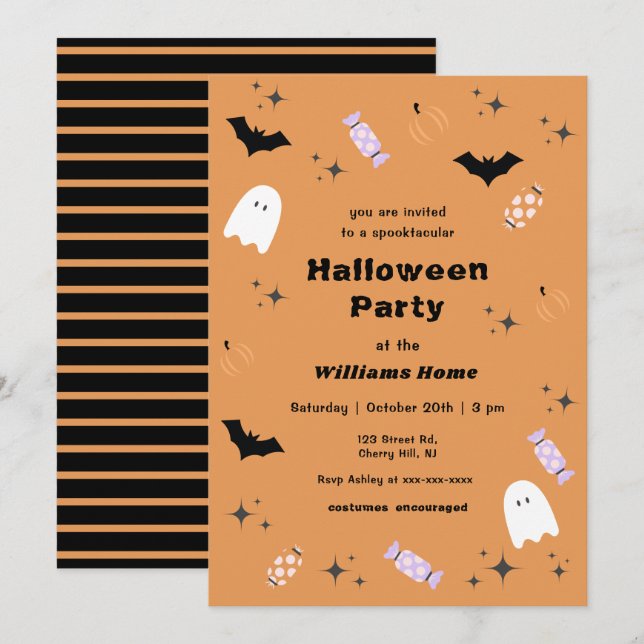 Invitation de la partie d'Halloween parloctaculair (Devant / Derrière)