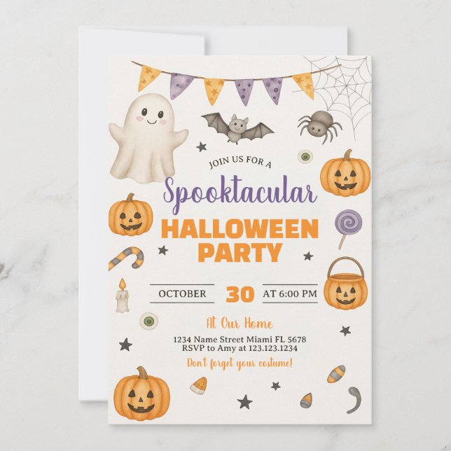 Invitation de la partie d'Halloween Spooktacular (Devant)