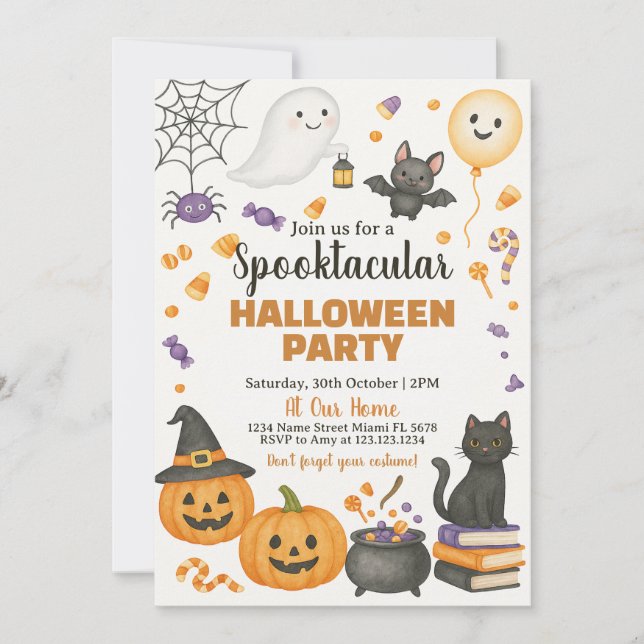 Invitation de la partie d'Halloween Spooktacular (Devant)