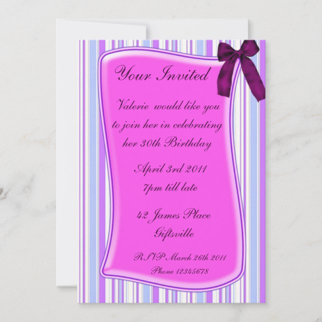 Invitation de la partie du ruban (Devant)