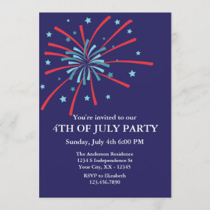 Invitation de la partie Fireworks 4 juillet