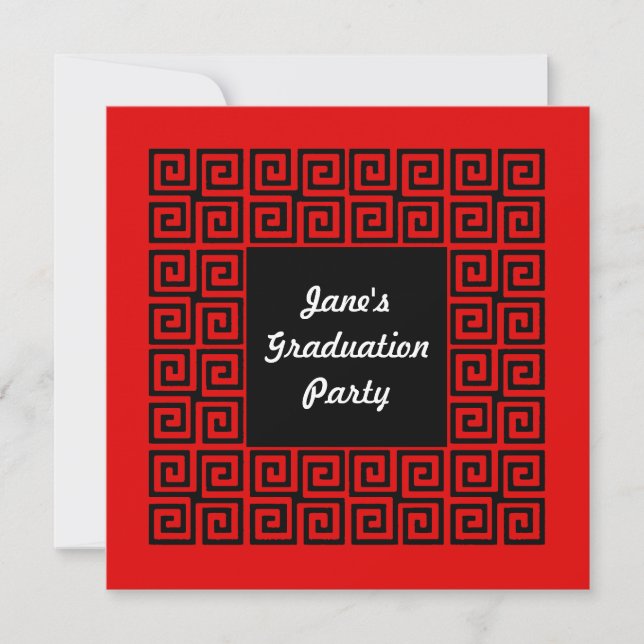 Invitation de la partie Motif Red & Black Key (Devant)