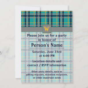 Invitation de la partie Plaid Bleu et orange