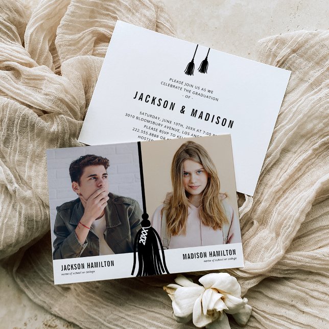 Invitation de la partie Tassel de la double gradua (Créateur téléchargé)