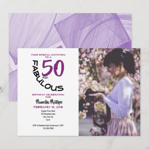 Invitation de la partie violet et noir "50 et fabu
