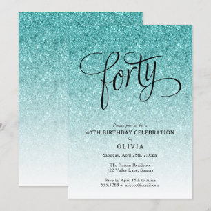 Invitation de la Parties scintillant Blue Ombre 40