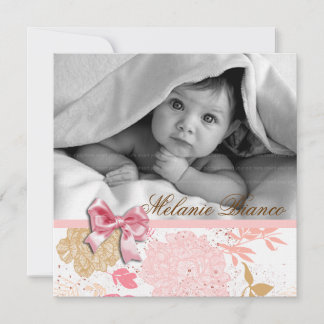 Invitation de la petite fille Faire-part rose blan