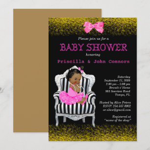 Invitation de la petite princesse Baby shower, ros