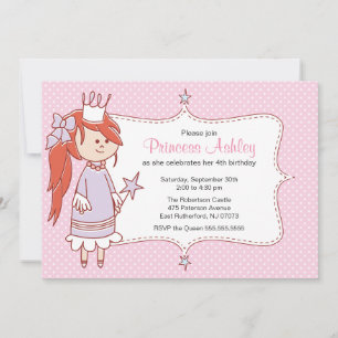 Invitation de la petite princesse - rose