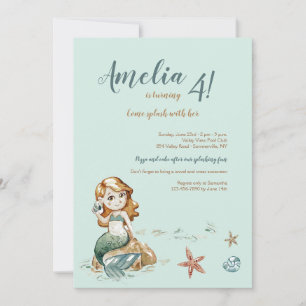 Invitation de la Petite Sirène Mignonne