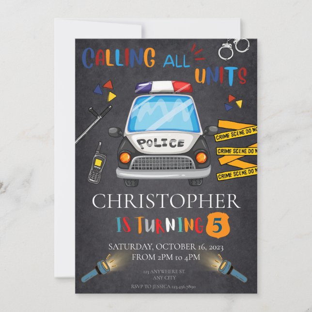 Invitation de la police fête d'anniversaire (Devant)