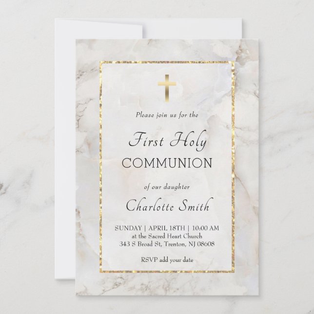Invitation de la première communion de marbre (Devant)