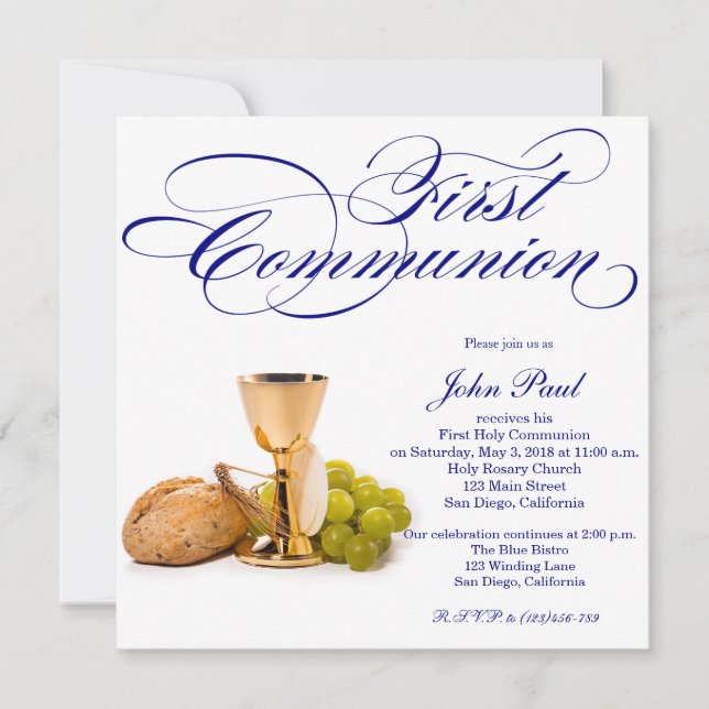 Invitation de la première communion moderne et élé (Devant)