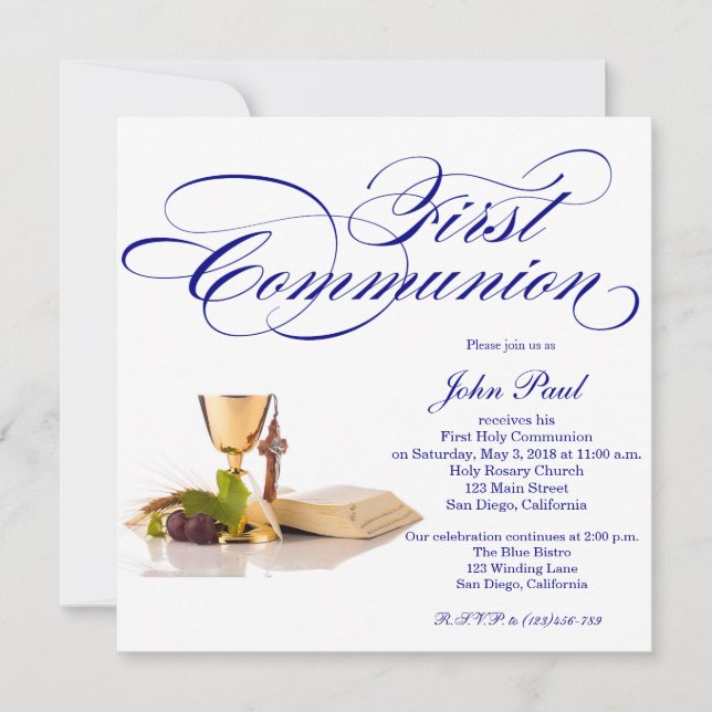 Invitation de la première communion moderne et élé (Devant)