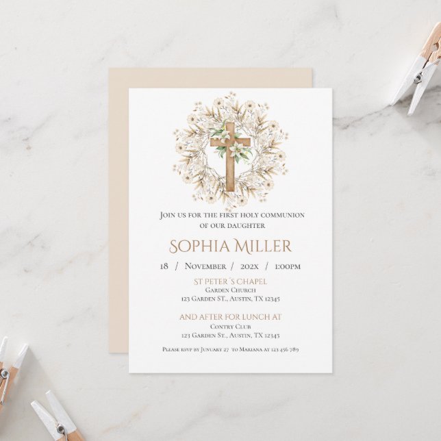 Invitation de la première sainte communion (Devant/Arrière en situation)