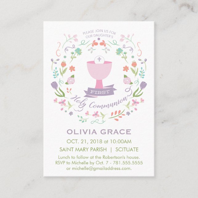 Invitation de la première sainte communion, carte  (Devant)